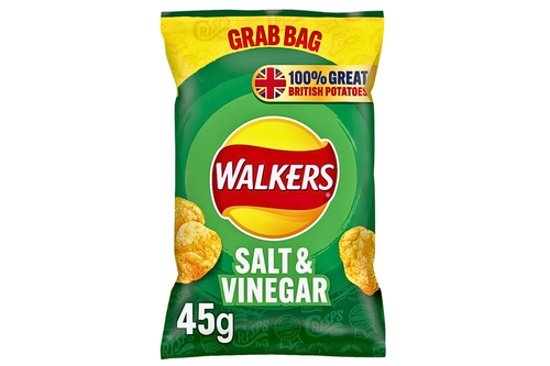 An image of Walkers - Salt &amp; Vinegar Flavour Crisps - 45g from Best Before Its Gone, we stock products near or past their best Before Date.