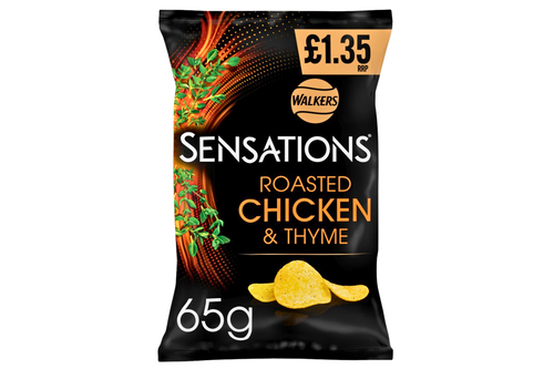 An image of Walkers - Sensations - Roasted Chicken &amp; Thyme Flavour Crisps - 65g from Best Before Its Gone, we stock products near or past their best Before Date.
