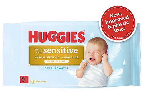 An image of Huggies - Extra Care - Sensitive Baby Wipes - 48 Wipes  from Best Before Its Gone, we stock products near or past their best Before Date.