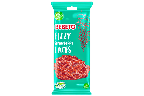 An image of Bebeto - Fizzy Strawberry Laces - Vegan - 220g from Best Before Its Gone, we stock products near or past their best Before Date.