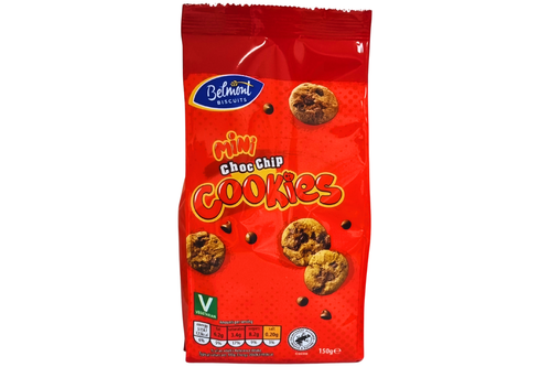 An image of Belmont Biscuits - Mini Choc Chip Cookies - 150g from Best Before Its Gone, we stock products near or past their best Before Date.