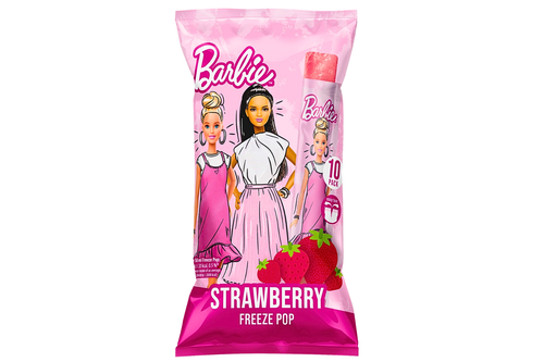 An image of Barbie - Strawberry Flavour Freeze Pops - 10 x 50ml (500ml) from Best Before Its Gone, we stock products near or past their best Before Date.