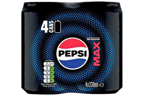 An image of Pepsi Max - No Sugar - 4 x 330ml from Best Before Its Gone, we stock products near or past their best Before Date.