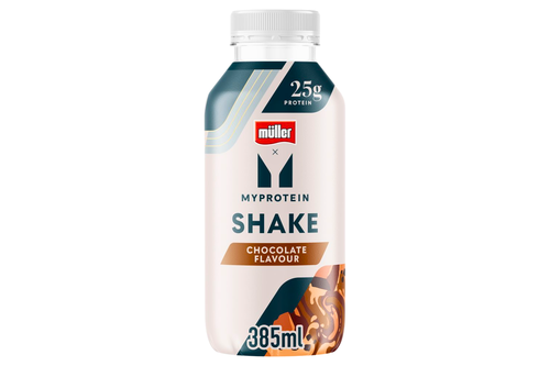 An image of Muller - Myprotein Shake - Chocolate Flavour Milk Drink - 385ml from Best Before Its Gone, we stock products near or past their best Before Date.