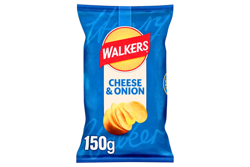 An image of Walkers - Cheese &amp; Onion Flavour Sharing Crisps - 150g from Best Before Its Gone, we stock products near or past their best Before Date.