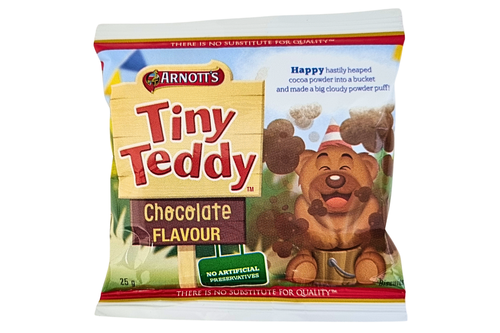 An image of Arnott's - Tiny Teddy - Chocolate Flavour Biscuits - 25g from Best Before Its Gone, we stock products near or past their best Before Date.
