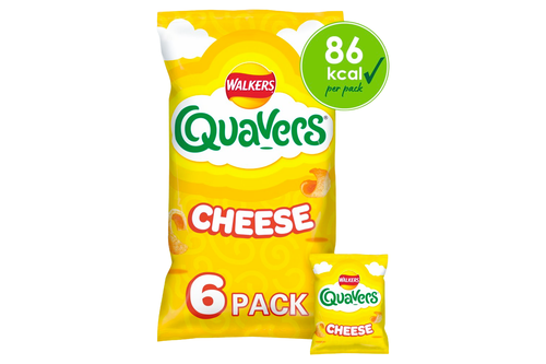 An image of Walkers - Quavers - Cheese Flavour Corn Snacks - 6 Pack (6 x 16g) from Best Before Its Gone, we stock products near or past their best Before Date.