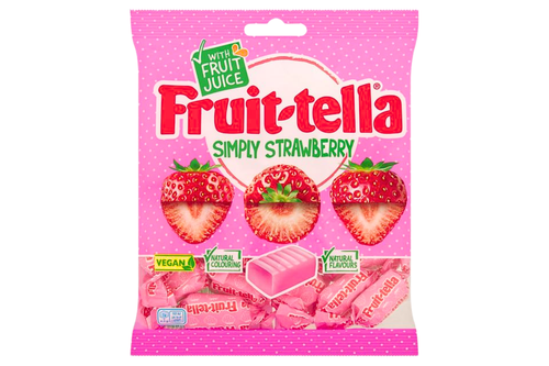 An image of Fruit-tella - Simply Strawberry Sweets - Vegan - 135g from Best Before Its Gone, we stock products near or past their best Before Date.