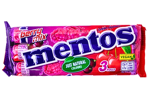 An image of Mentos - Berry Mix Flavour Chewy Dragees - Vegan - 3 Pack (3 x 37.5g) from Best Before Its Gone, we stock products near or past their best Before Date.