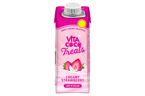 An image of Vita Coco Treats - Creamy Strawberry Flavoured Coconut Drink - Low In Sugar - Vegan - 250ml from Best Before Its Gone, we stock products near or past their best Before Date.