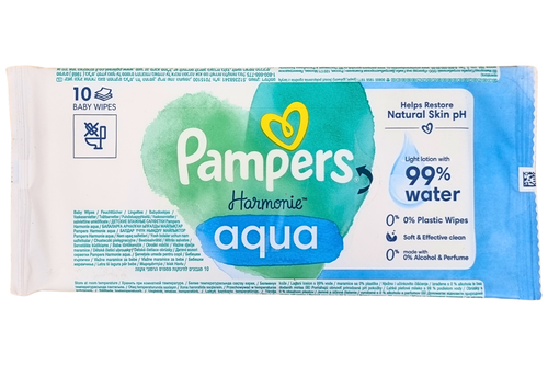 An image of Pampers - Harmonie Aqua Wipes - 10 Baby Wipes from Best Before Its Gone, we stock products near or past their best Before Date.