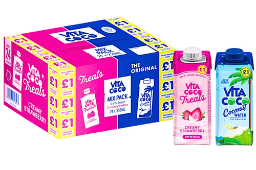 An image of Box of Vita Coco - 12 x The Original & 12 x Creamy Strawberry (24 x 250ml) from Best Before Its Gone, we stock products near or past their best Before Date.