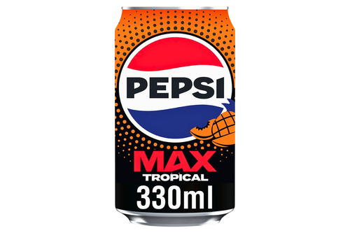 An image of Pepsi Max - Tropical Flavoured Cola Flavoured Drink - 330ml from Best Before Its Gone, we stock products near or past their best Before Date.