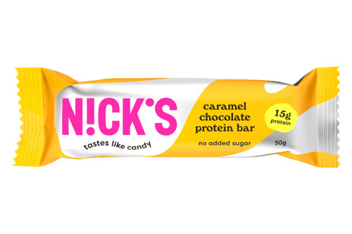 An image of N!CK's - Caramel Chocolate Protein Bar - No Added Sugar - 50g from Best Before Its Gone, we stock products near or past their best Before Date.