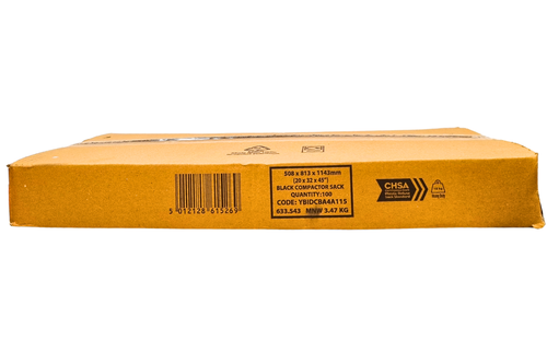 An image of Black Compactor Sacks - 100 Qty (20 x 32 x 45") from Best Before Its Gone, we stock products near or past their best Before Date.