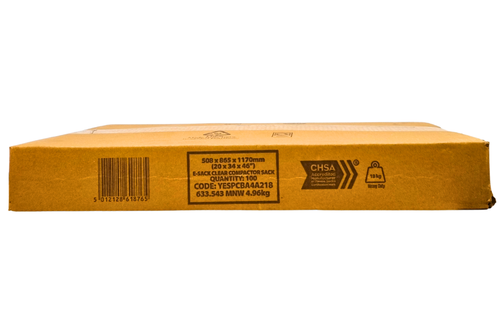 An image of eSack - Clear Compactor Sacks - 100 Qty (20 x 34 x 46") from Best Before Its Gone, we stock products near or past their best Before Date.