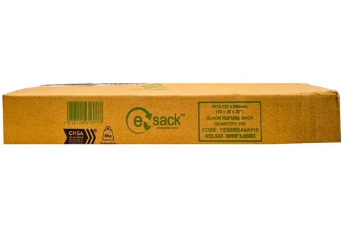 An image of eSack - Black Refuse Sacks - 200 Qty (18 x 29 x 38") from Best Before Its Gone, we stock products near or past their best Before Date.