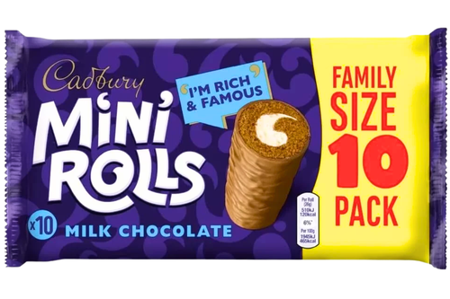 An image of Cadbury - Mini Rolls - Milk Chocolate - 10 Pack from Best Before Its Gone, we stock products near or past their best Before Date.