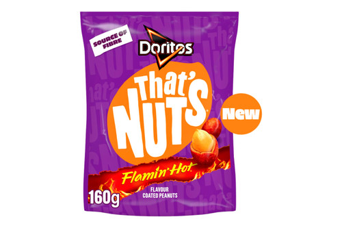 An image of Doritos - That’s Nuts - Flamin' Hot Flavour Coated Peanuts - 160g from Best Before Its Gone, we stock products near or past their best Before Date.