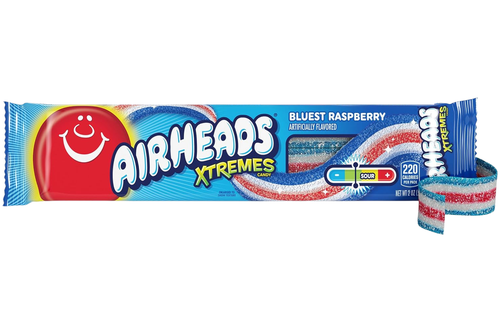 An image of Airheads Xtremes Candy - Bluest Raspberry Sour Flavour Candy Bars - 57g from Best Before Its Gone, we stock products near or past their best Before Date.