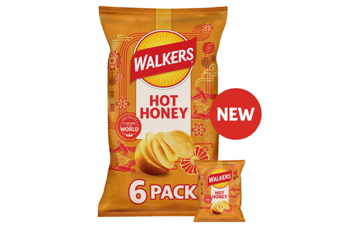 An image of Walkers - Hot Honey Flavour Crisps - 6 x 25g from Best Before Its Gone, we stock products near or past their best Before Date.