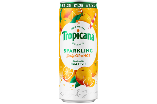 An image of Tropicana - Sparkling Zesty Orange Juice Drink - 250ml from Best Before Its Gone, we stock products near or past their best Before Date.