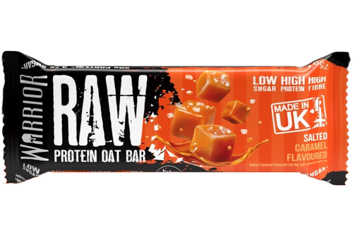 An image of Warrior - Raw - Salted Caramel Flavoured Protein Oat Bar - 75g from Best Before Its Gone, we stock products near or past their best Before Date.