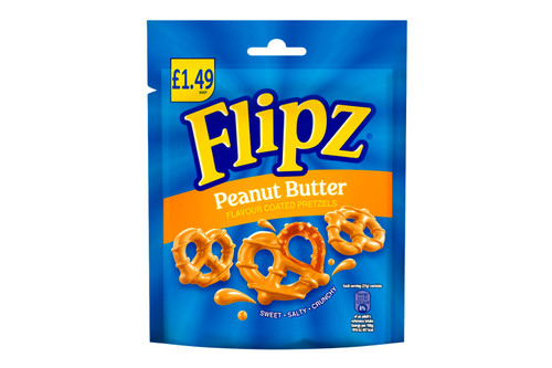 An image of Flipz - Peanut Butter Flavour Coated Pretzels - 80g. from Best Before Its Gone, we stock products near or past their best Before Date.