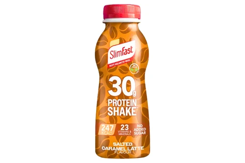 An image of Slimfast - Salted Caramel Latte Flavour Protein Shake - No Added Sugar - 325ml from Best Before Its Gone, we stock products near or past their best Before Date.