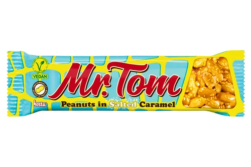 An image of Mr Tom. - Peanuts in Salted Caramel - Vegan - 40g from Best Before Its Gone, we stock products near or past their best Before Date.