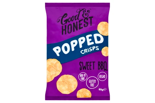 An image of Good & Honest - Popped Crisps - Sweet BBQ Flavour - Vegan - 85g from Best Before Its Gone, we stock products near or past their best Before Date.
