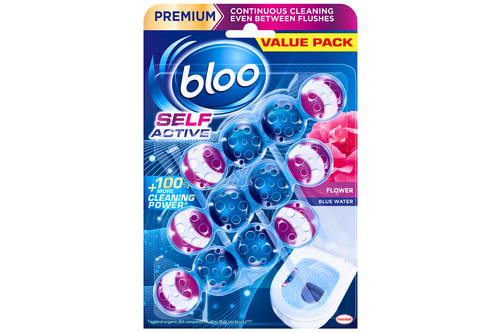 An image of Bloo - Self Active Toilet Rim Blocks - Blue Water Flower - 3 Pack from Best Before Its Gone, we stock products near or past their best Before Date.