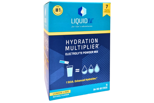 An image of Liquid I.V. - Hydration Multiplier - Electrolyte Powder Mix - Lemon Lime Natural Flavour - Vegan - 15 x 16g Sticks from Best Before Its Gone, we stock products near or past their best Before Date.