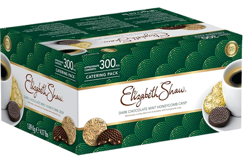 An image of Box of Elizabeth Shaw - Dark Chocolate Mint Honeycomb Crisp - Vegan - 300 Pcs Approx (1.89kg) from Best Before Its Gone, we stock products near or past their best Before Date.
