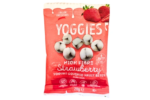 An image of Yoggies - Strawberry Yogurt Covered Fruit Bites - 20g from Best Before Its Gone, we stock products near or past their best Before Date.