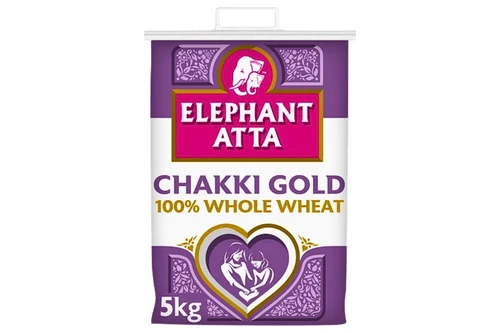 An image of Elephant Atta - Chakki Gold - 100% Whole Wheat Atta Flour - 5kg from Best Before Its Gone, we stock products near or past their best Before Date.