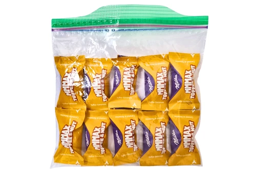 An image of Milka - Bag of 10 MMMAX Toffee & Nut Mini Chocolates from Best Before Its Gone, we stock products near or past their best Before Date.