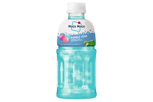 An image of Mogu Mogu - Bubble Gum Flavoured Drink with Nata De Coco - 320ml from Best Before Its Gone, we stock products near or past their best Before Date.