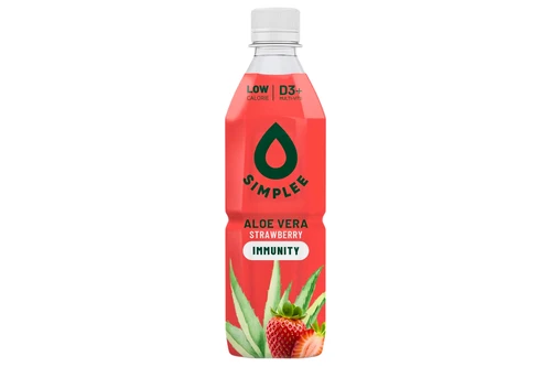 An image of Simplee - Aloe Vera Drink - Strawberry Flavour - Immunity - Low Calorie - 500ml from Best Before Its Gone, we stock products near or past their best Before Date.
