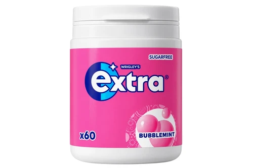 An image of Wrigley's - Extra - Bubblemint Flavour Chewing Gum - Sugar Free - 60 Pieces (84g) from Best Before Its Gone, we stock products near or past their best Before Date.