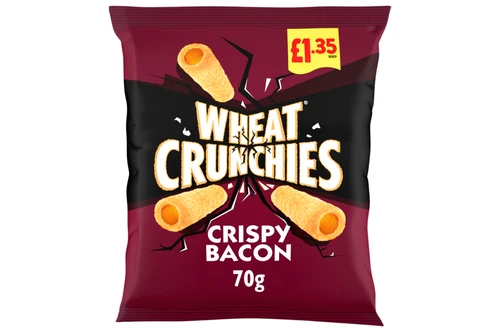 An image of Wheat Crunchies - Crispy Bacon Flavour Tubes - 70g from Best Before Its Gone, we stock products near or past their best Before Date.
