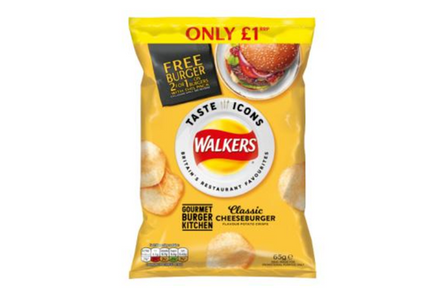 Walkers - Classic Cheeseburger Flavored Crisps - 65g