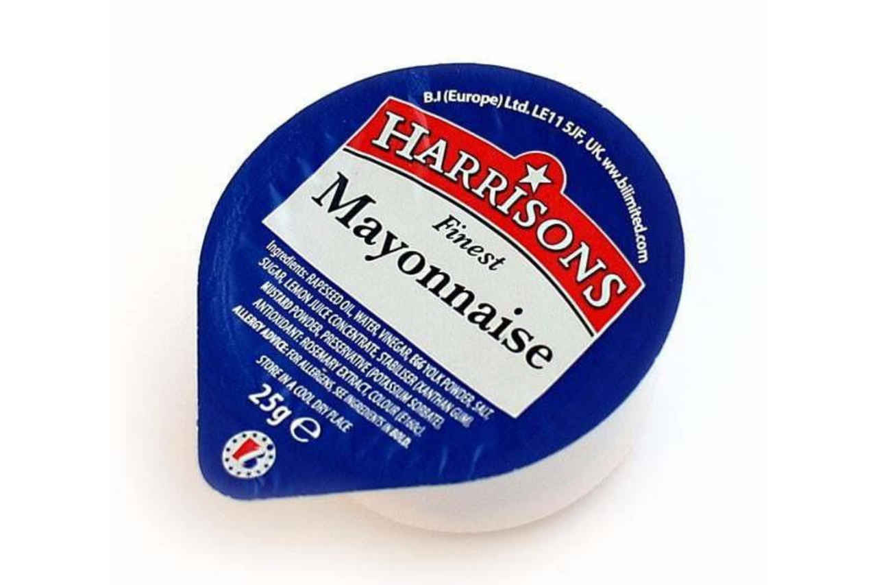 Box of Harrisons Mayonnaise Dip Pots 100 x 25g Best Before it's
