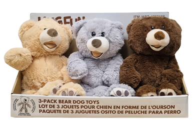 Hugfun - 3 Pack Bears Dog Toys - Best Before it's Gone Ltd