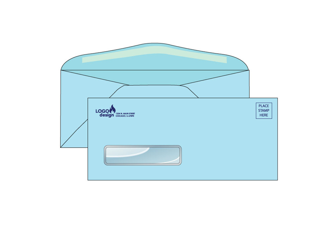 Custom Blue Window Envelopes - EN1055