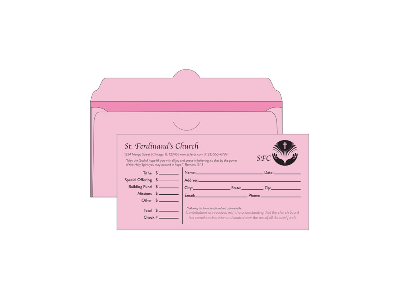 Colored Offering and Tithe Envelopes Printed Church Envelopes