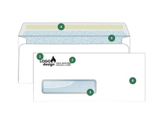Diagram of a Custom Window Envelope showing numbered features