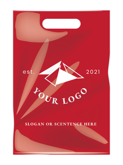 Red Custom 1-Color Die Cut Plastic Bags