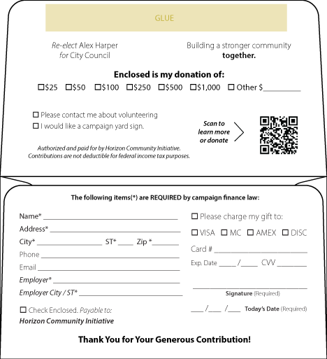 donation envelope for political campaign back