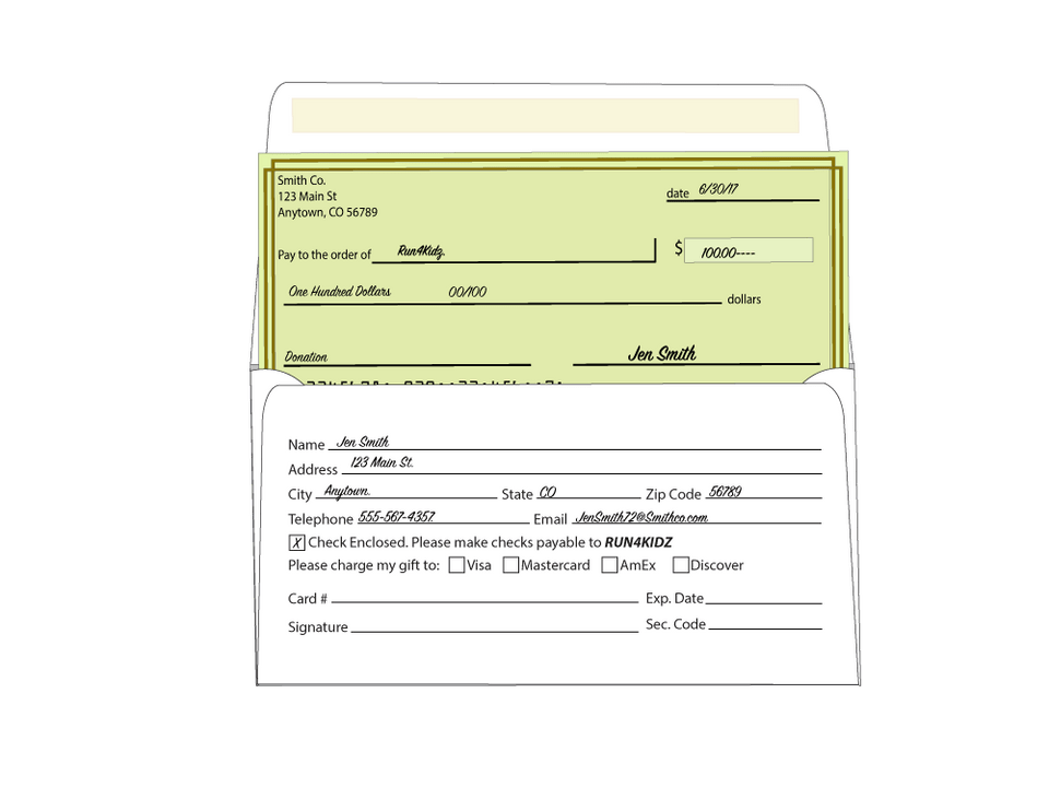 Example of a #6 ¾ donation envelope for nonprofits